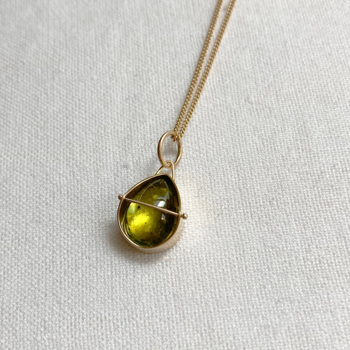 Captured Chartreuse Tourmaline Teardrop Necklace