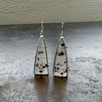 Captured Speckled Montana Agate Triangle Earrings