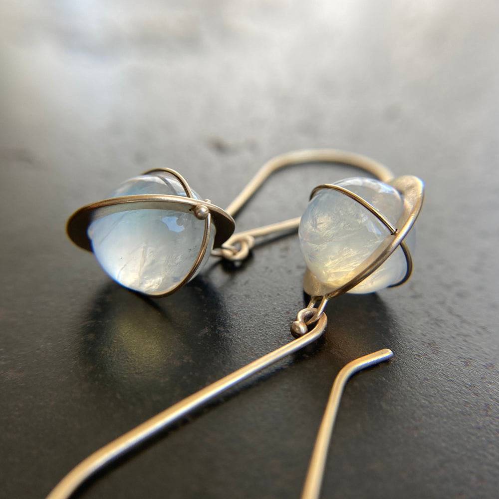 Captured Moonstone Orb Earrings