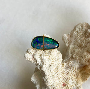 Captured Aurora Australis Opal Ring