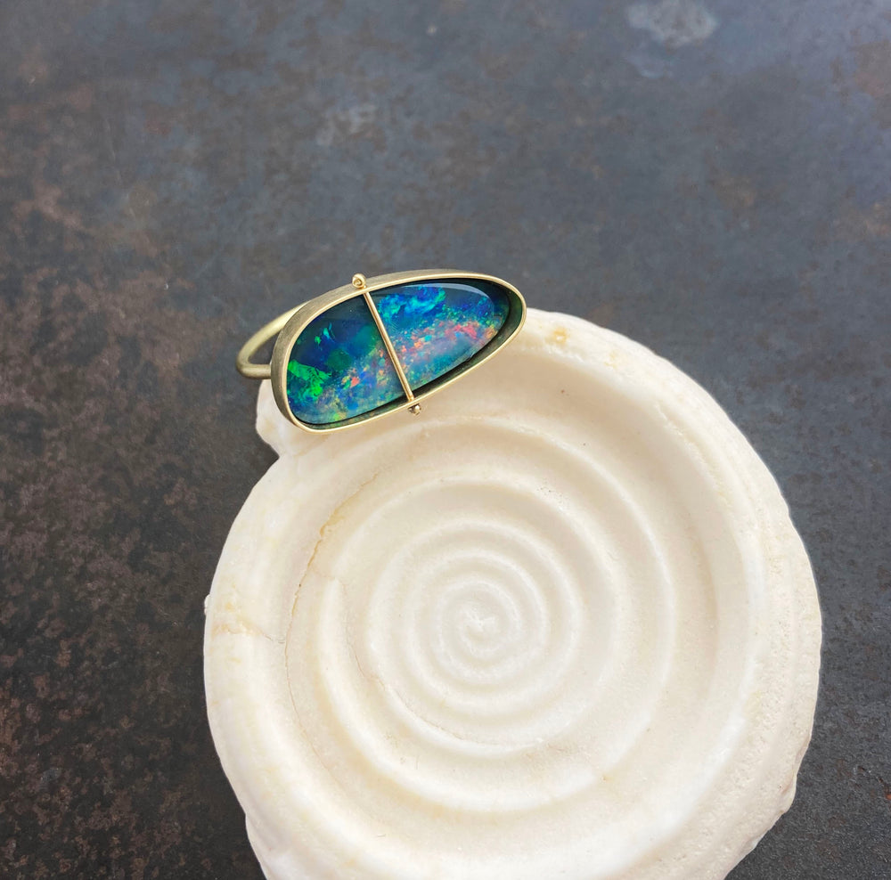 Captured Aurora Australis Opal Ring