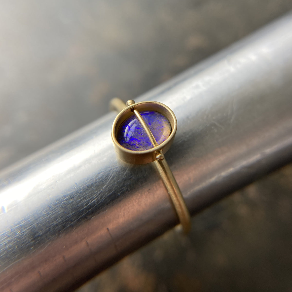 Captured Periwinkle Lightning Ridge Opal Ring