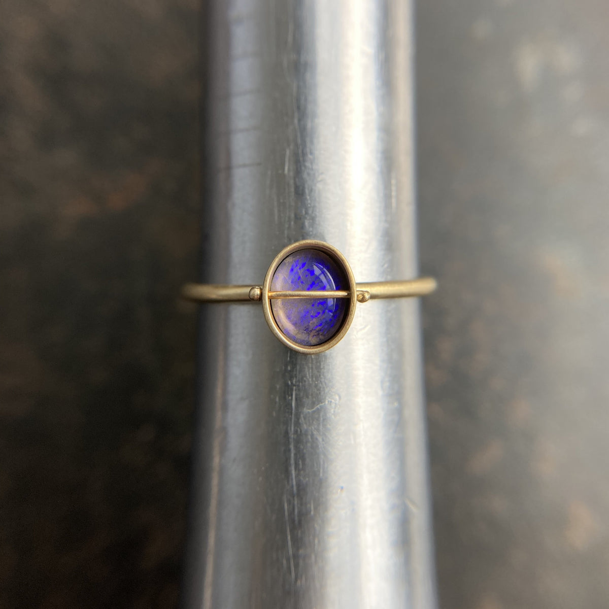 Captured Periwinkle Lightning Ridge Opal Ring