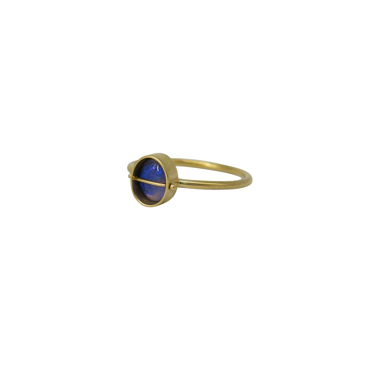 Captured Periwinkle Lightning Ridge Opal Ring