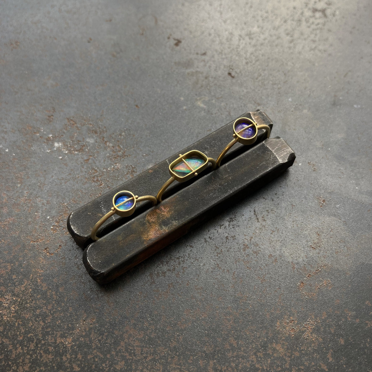 Captured Periwinkle Lightning Ridge Opal Ring