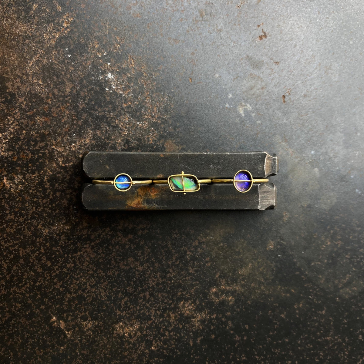 Captured Periwinkle Lightning Ridge Opal Ring