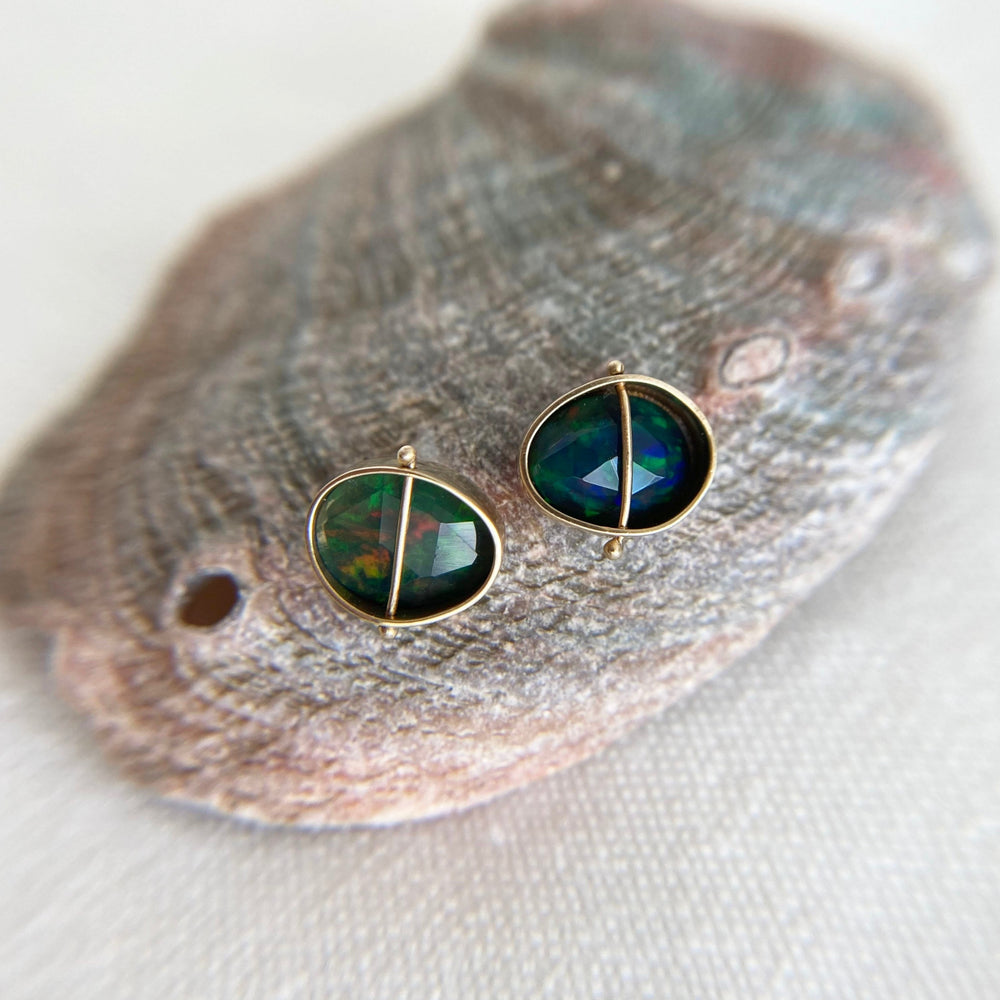 
                
                    Load image into Gallery viewer, Captured Black Opal Studs
                
            