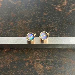 Captured Lightning Ridge Opal Studs