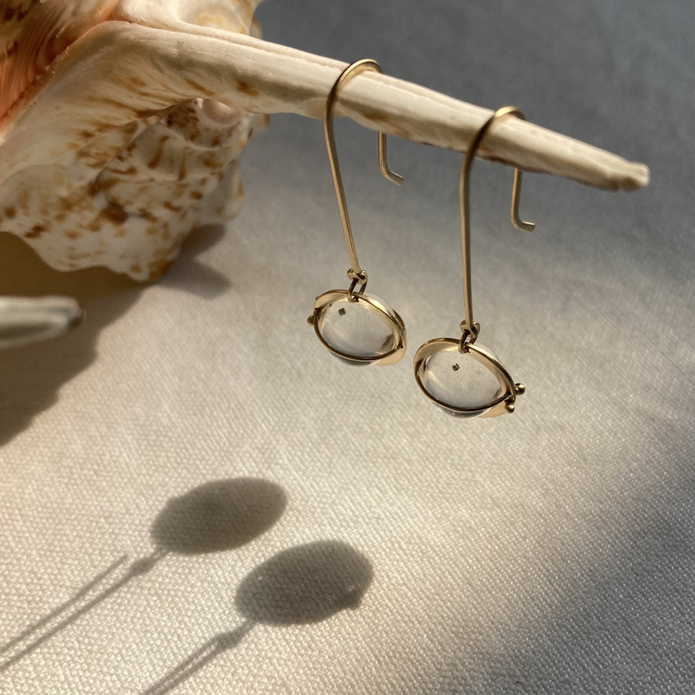 Captured Pyrite in Quartz Orb Earrings