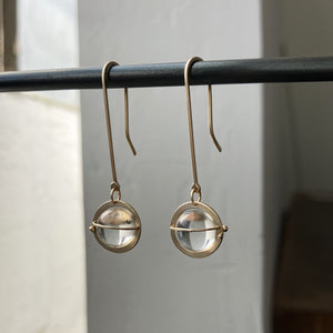 Captured Pyrite in Quartz Orb Earrings