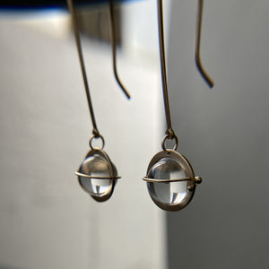 Captured Pyrite in Quartz Orb Earrings