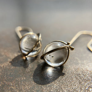 
                
                    Load image into Gallery viewer, Captured Pyrite in Quartz Orb Earrings
                
            