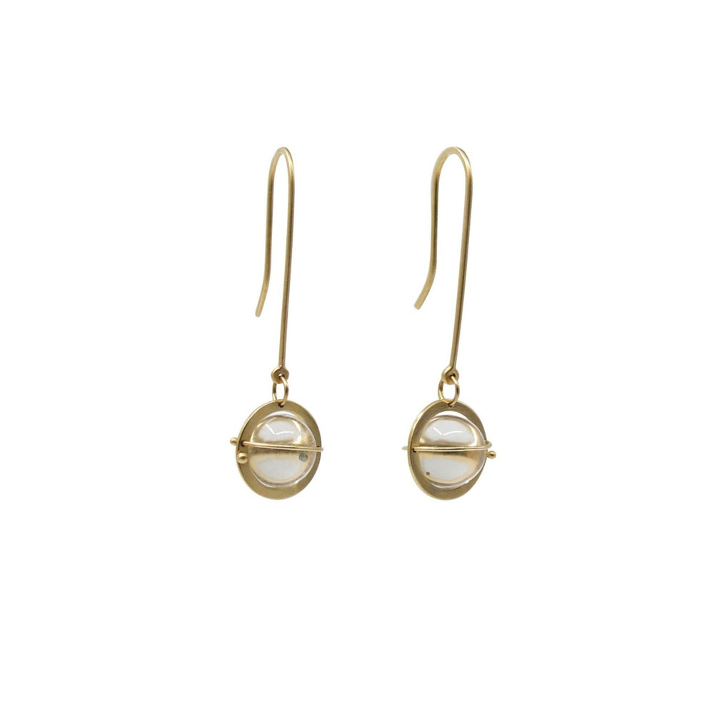 Captured Pyrite in Quartz Orb Earrings