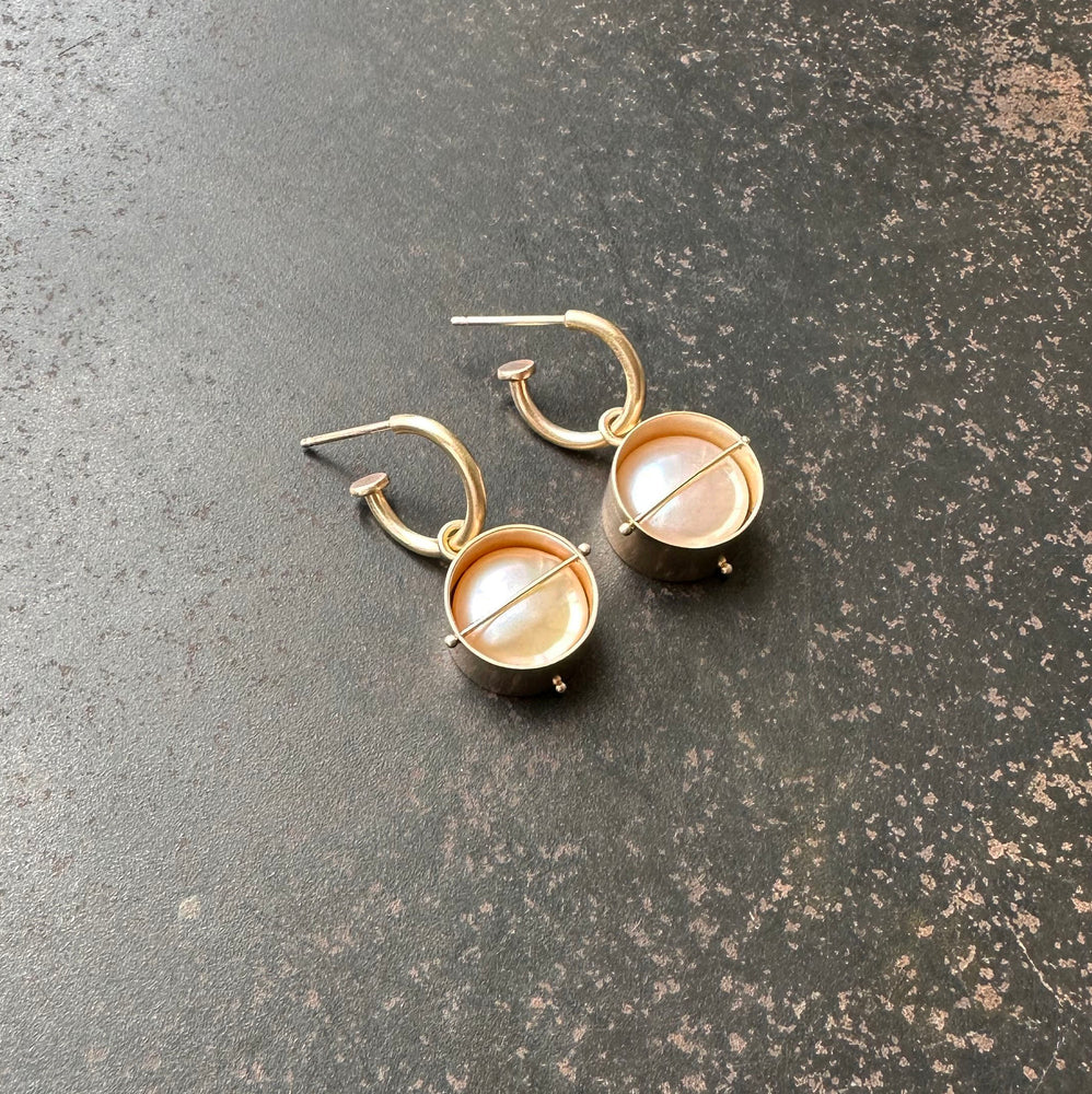 Captured Coin Pearl Hoops