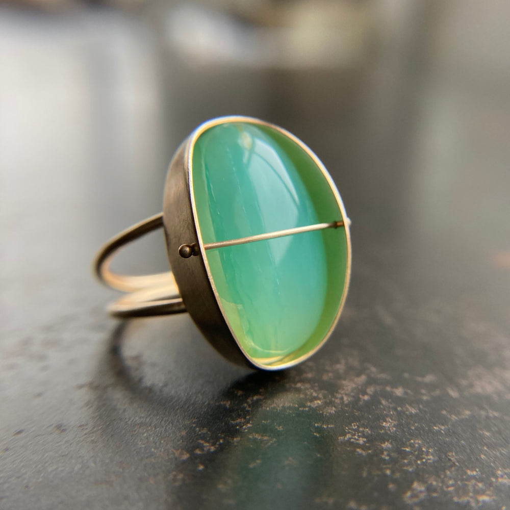 Captured Peruvian Blue Opal Ring