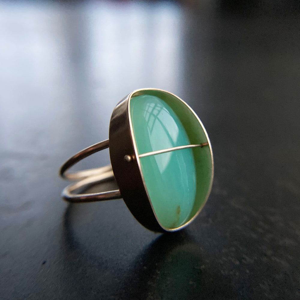 
                
                    Load image into Gallery viewer, Captured Peruvian Blue Opal Ring
                
            