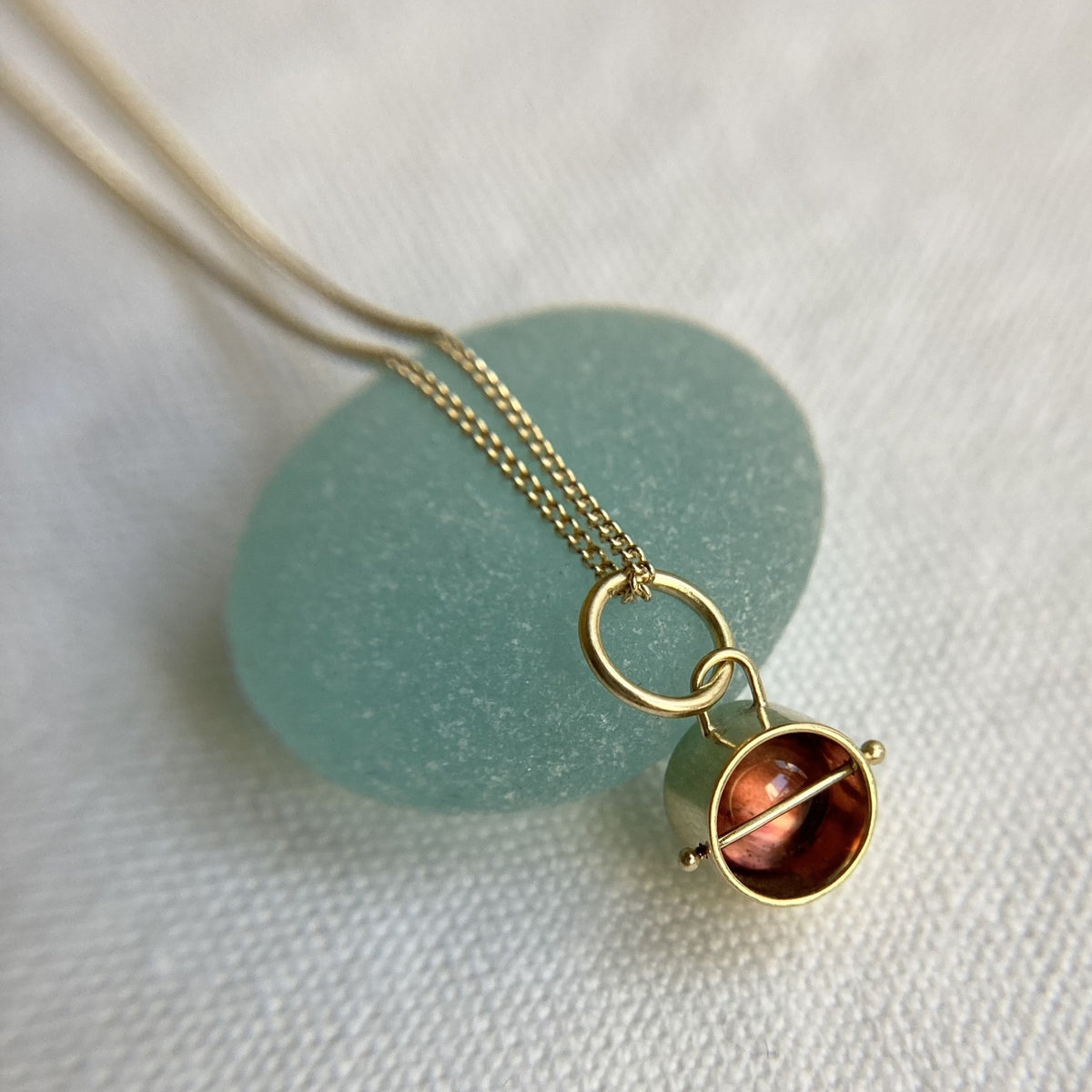 Captured Pink Tourmaline Charm Necklace