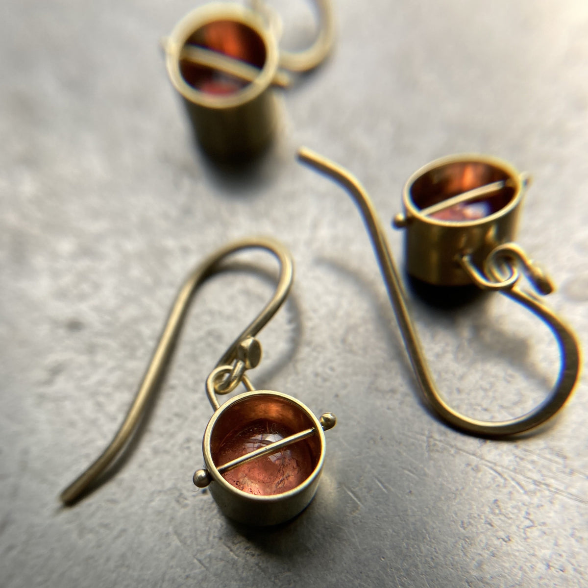 Captured Pink Tourmaline Drop Earrings