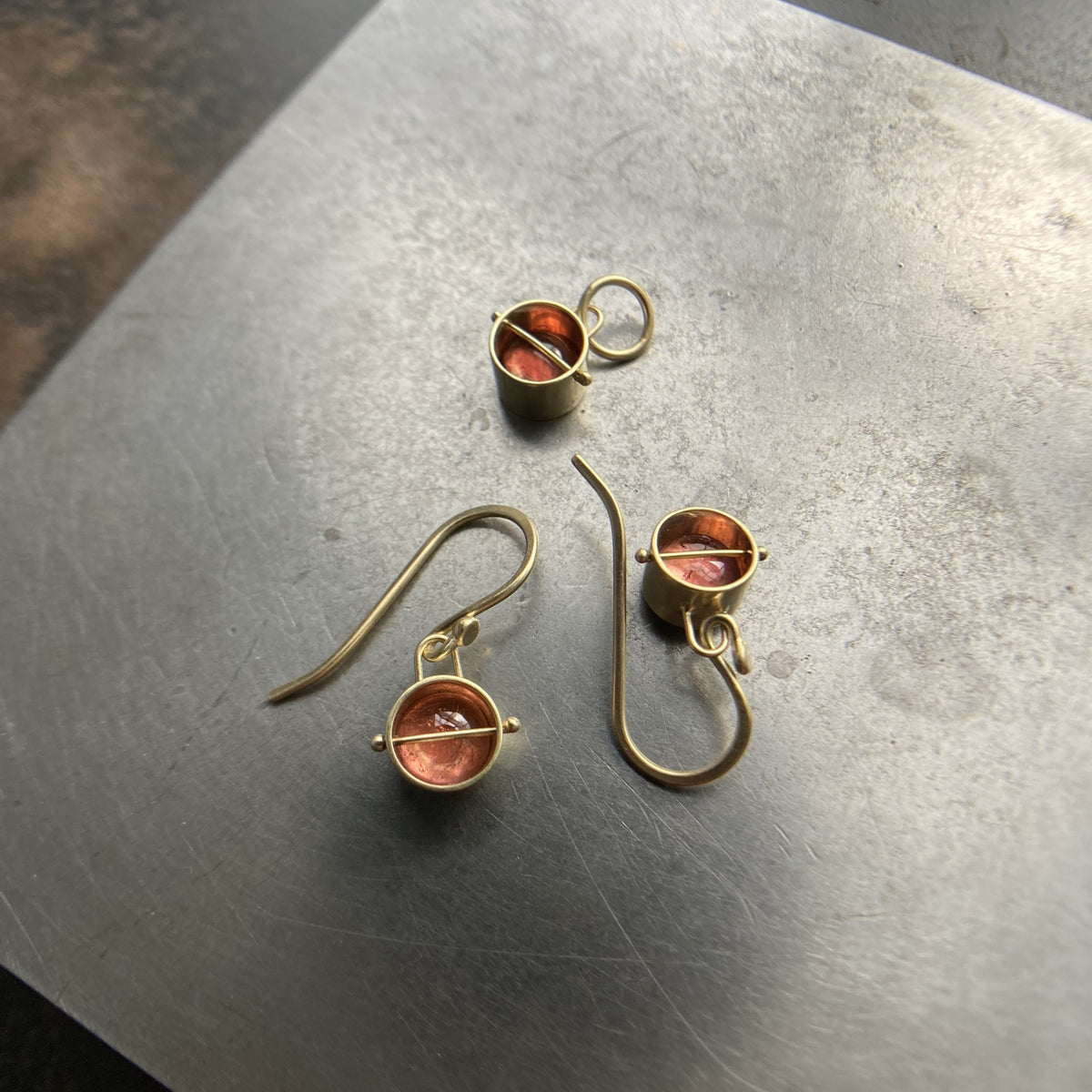 Captured Pink Tourmaline Drop Earrings