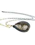 Silver Rutile Quartz Teardrop Pendant with Removable Long Chain