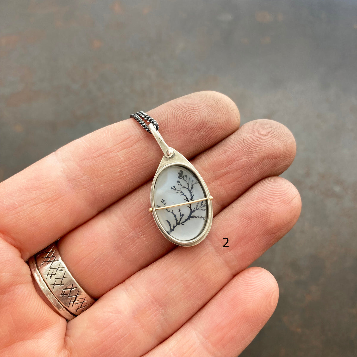 Captured Dendritic Agate Slide Lockets