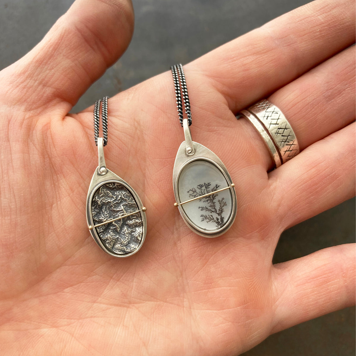 Captured Dendritic Agate Slide Lockets