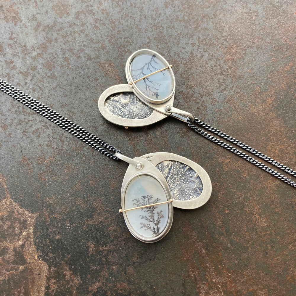 Captured Dendritic Agate Slide Lockets