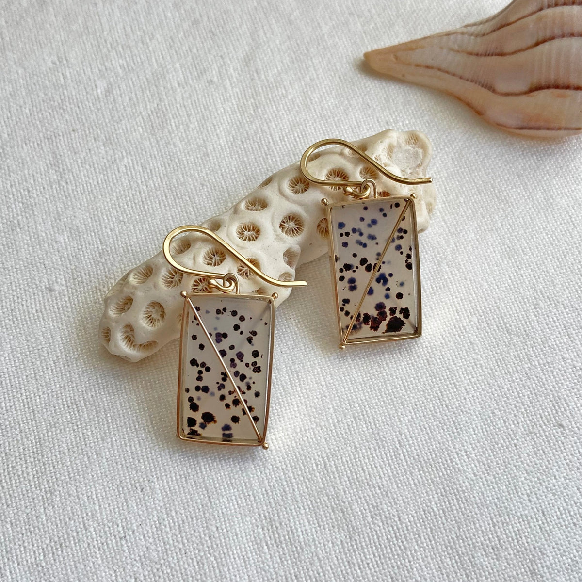 Captured Speckled Dendritic Agate Earrings