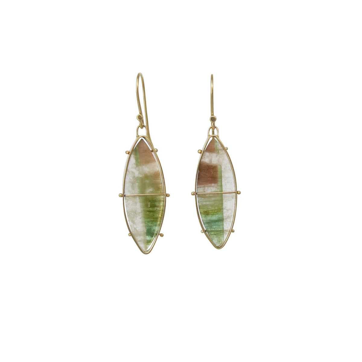 Captured Tourmaline Slice Earrings