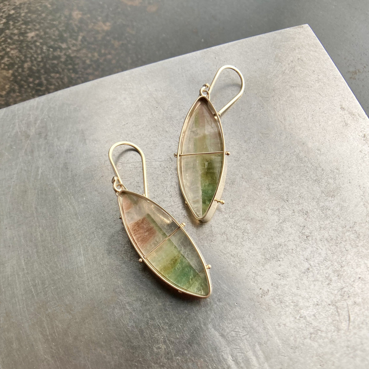 Captured Tourmaline Slice Earrings
