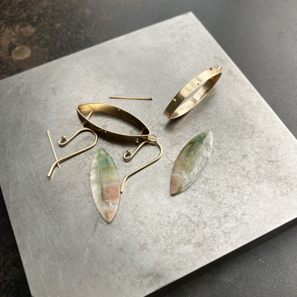 Captured Tourmaline Slice Earrings